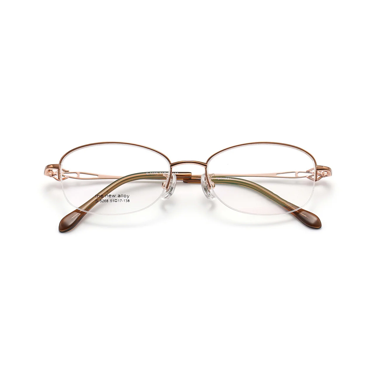 Stylish Oval Semi-Rimless Metal Glasses Lightweight & Elegant VK2120 - Image 11