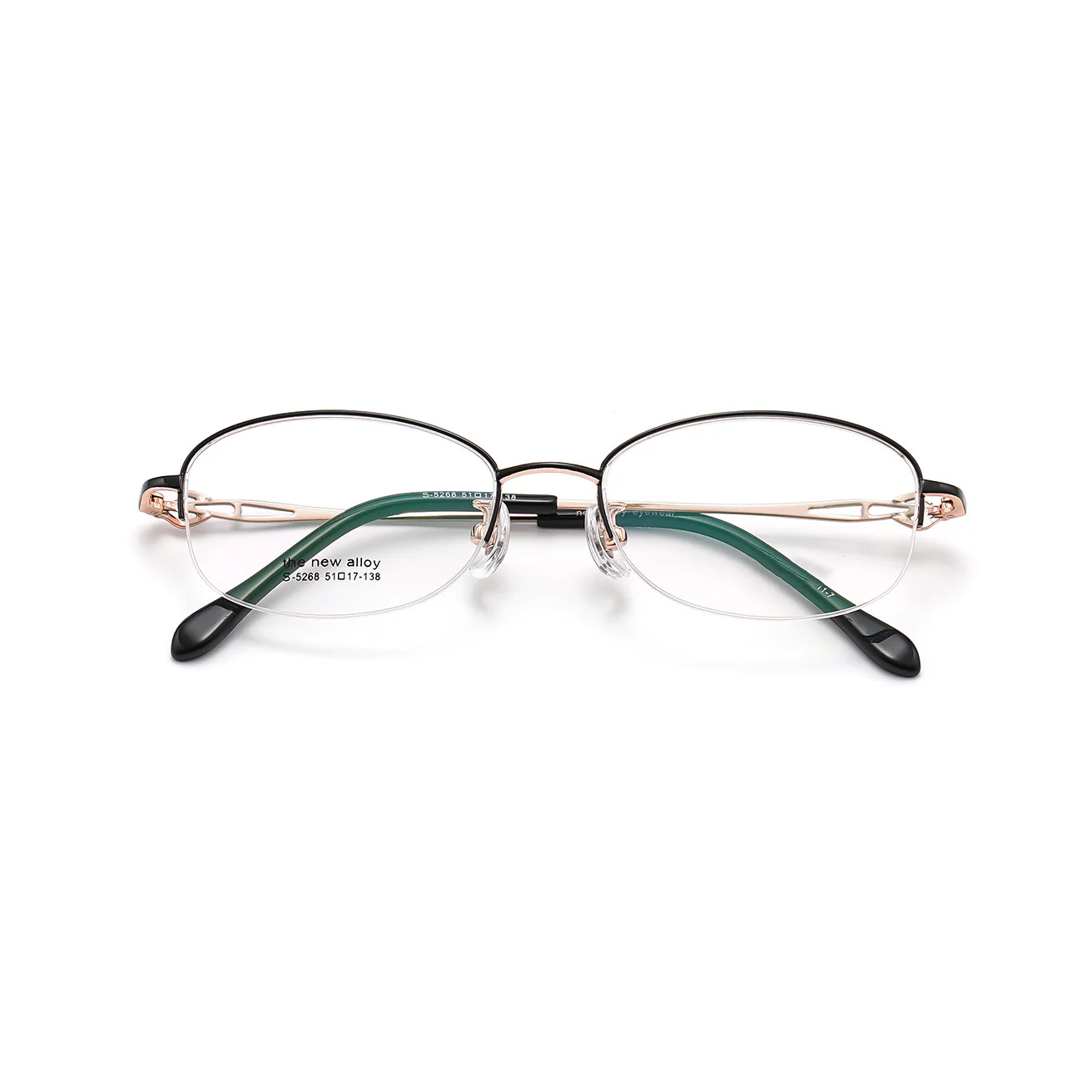 Stylish Oval Semi-Rimless Metal Glasses Lightweight & Elegant VK2120 - Image 13