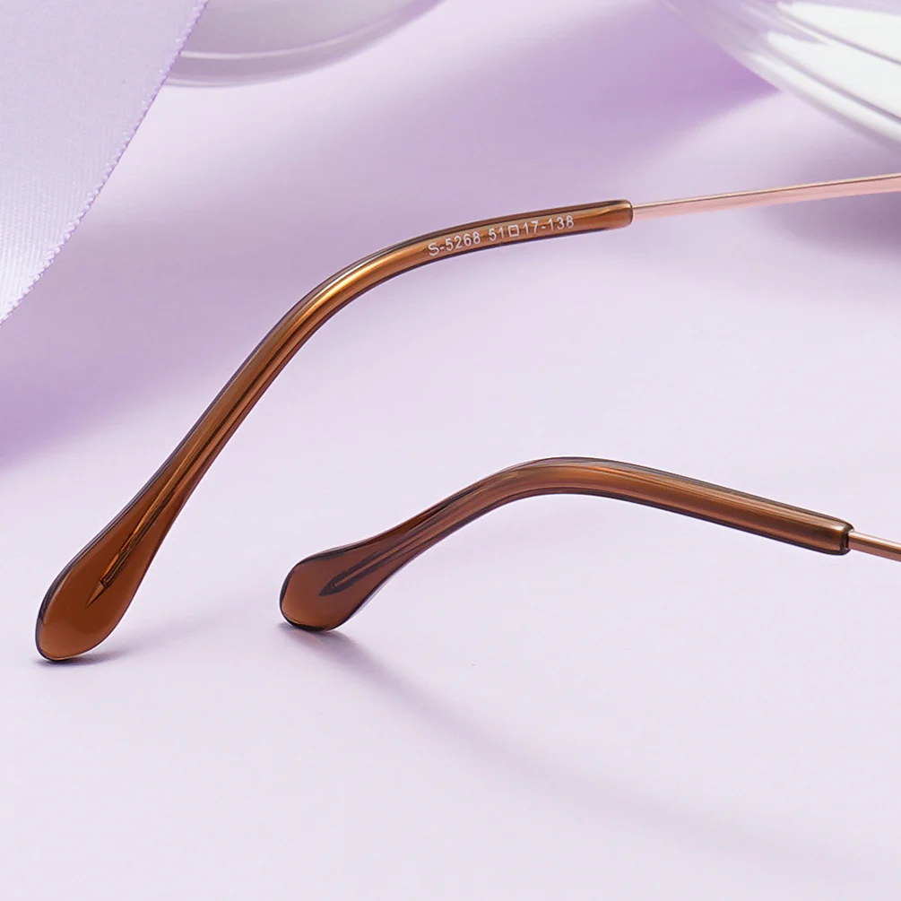 Stylish Oval Semi-Rimless Metal Glasses Lightweight & Elegant VK2120 - Image 6