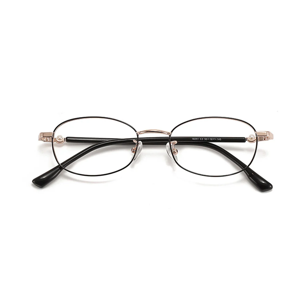 Metal Oval Prescription Glasses With Titanium Temple VK2123 - Image 8