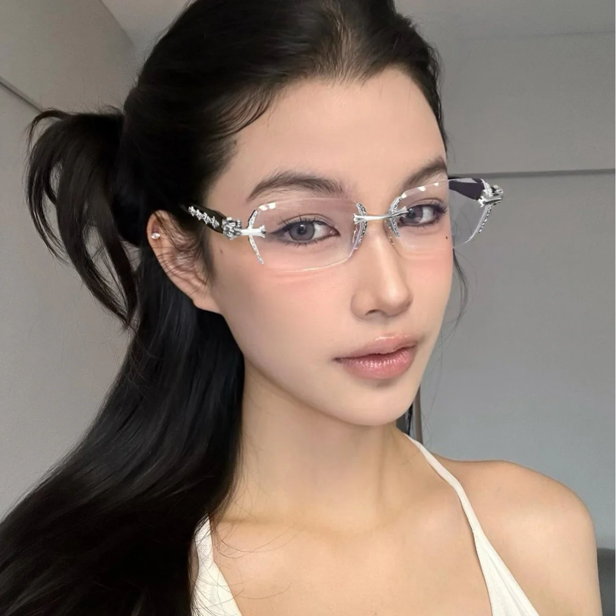 New Chic Rimless Glasses Fashionable Hip-Hop Style VK2160 - Image 3