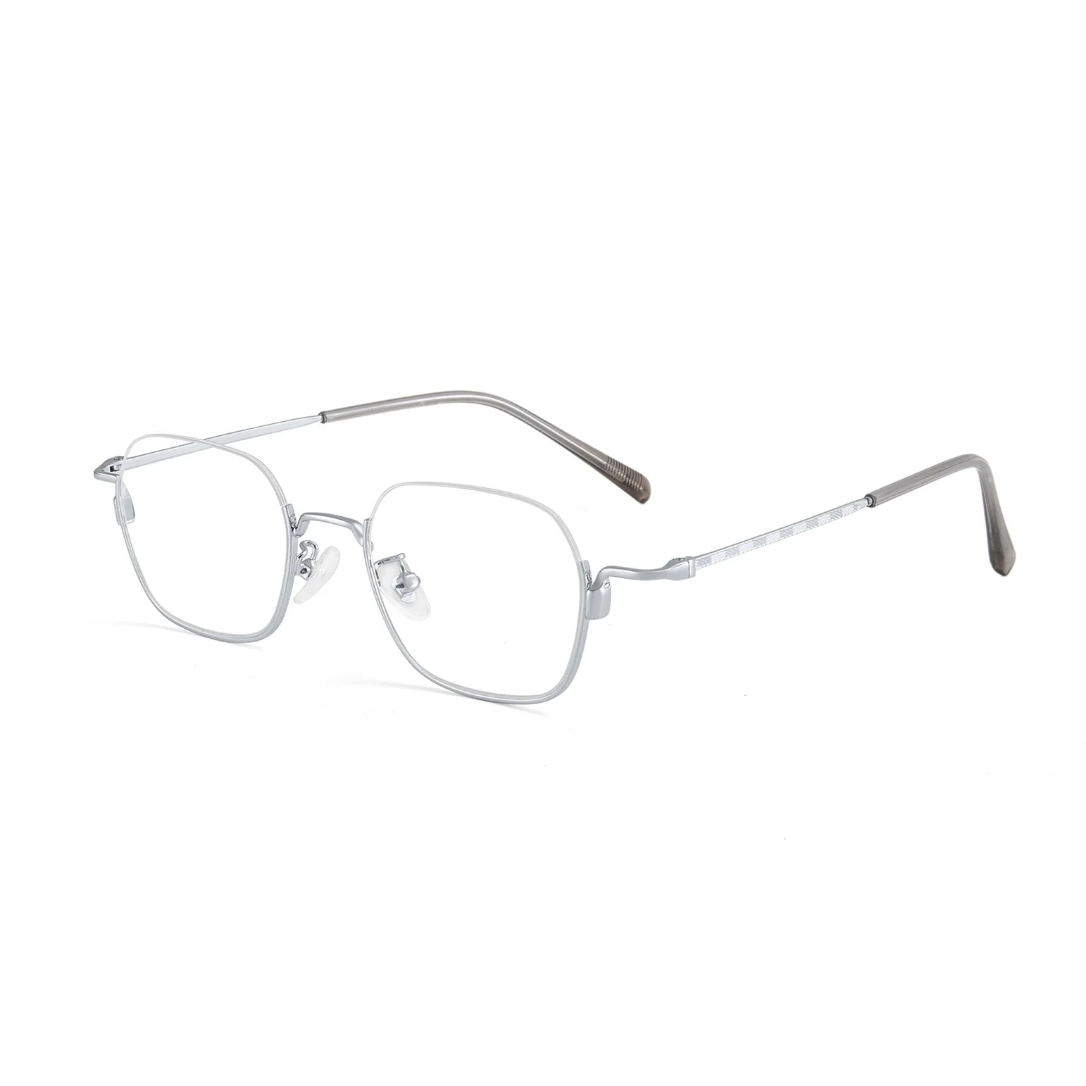 Half Rim Metal Geometric Glasses with Carved Pattern Temples VK2199 - Image 12