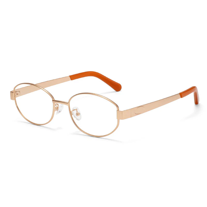 Trendy Oval Metal Glasses Frame with Thick Temples VK2209 - Image 6