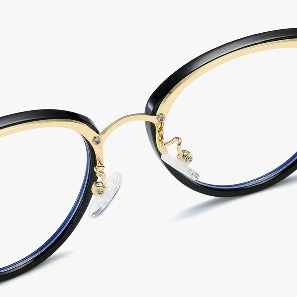 Round Blue Light Blocking Glasses TR+ Metal Frame VK2215 - Image 6