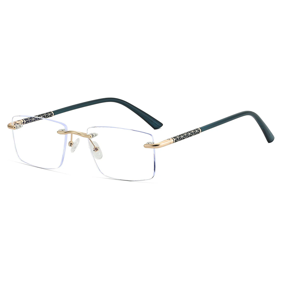 Rimless Metal Business Rectangle Blue Light Blocking Glasses VK2222 - Image 10