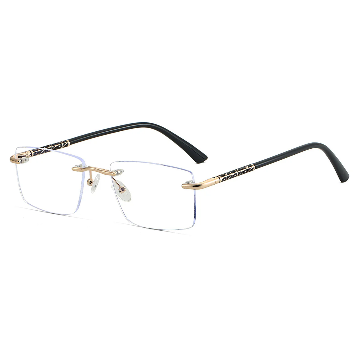 Rimless Metal Business Rectangle Blue Light Blocking Glasses VK2222 - Image 2