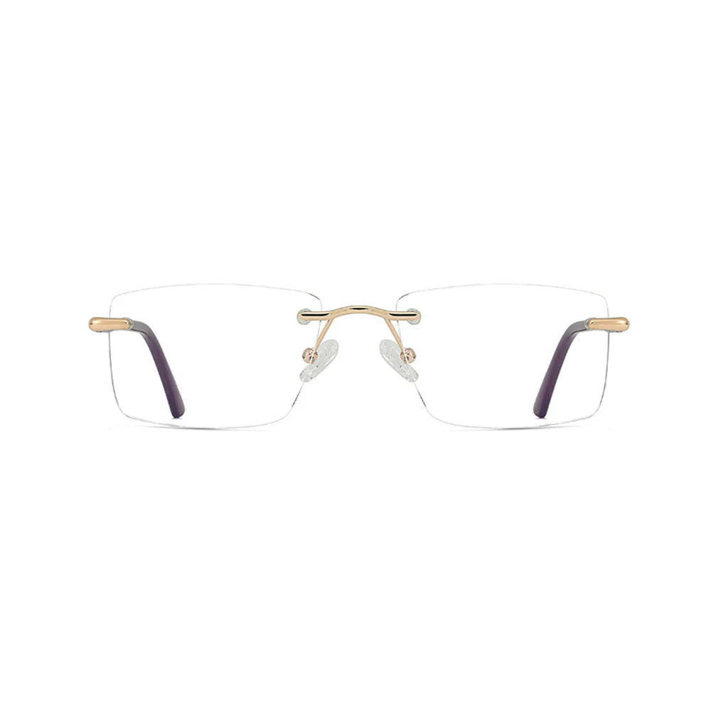 Rimless Metal Business Rectangle Blue Light Blocking Glasses VK2222 - Image 7