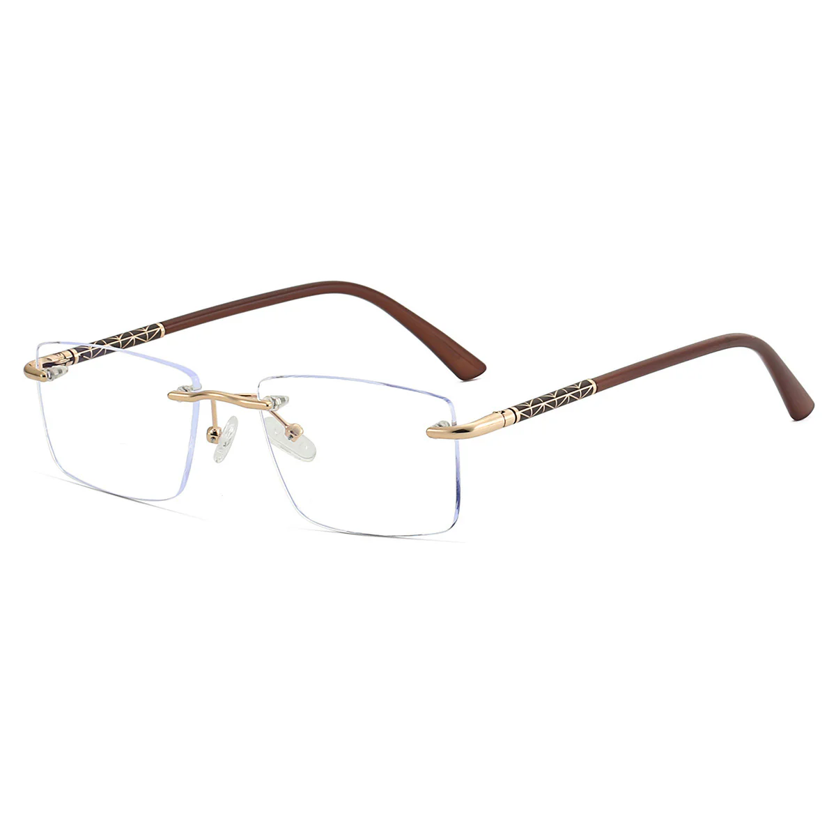 Rimless Metal Business Rectangle Blue Light Blocking Glasses VK2222 - Image 8