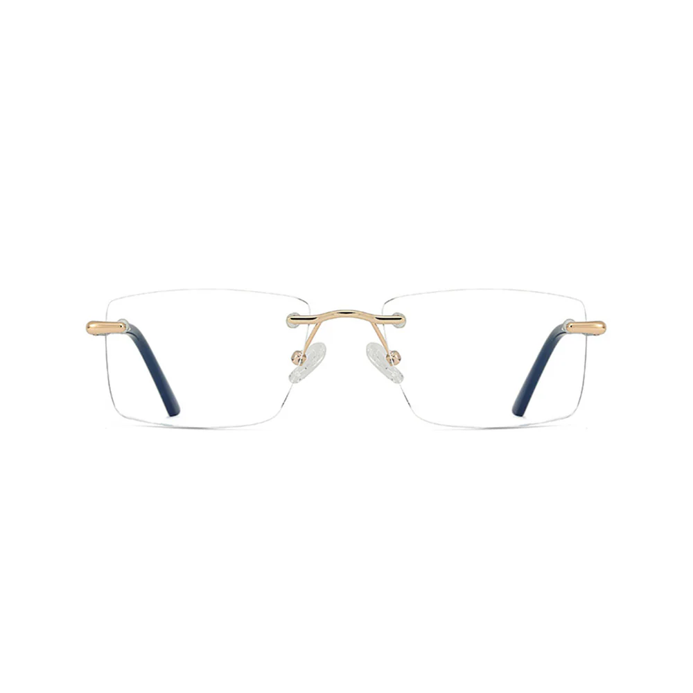 Rimless Metal Business Rectangle Blue Light Blocking Glasses VK2222 - Image 9
