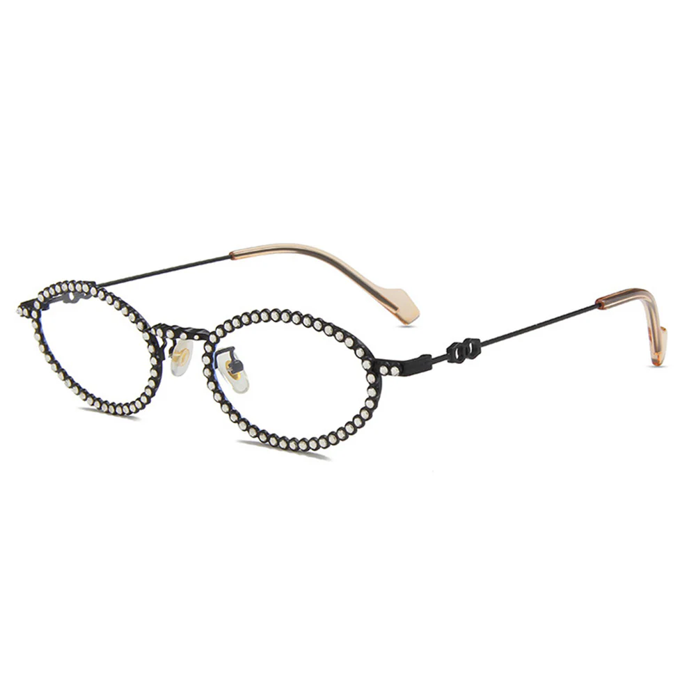 Full Rhinestone Oval Glasses Frames Y2K Fashion VK2228 - Image 2