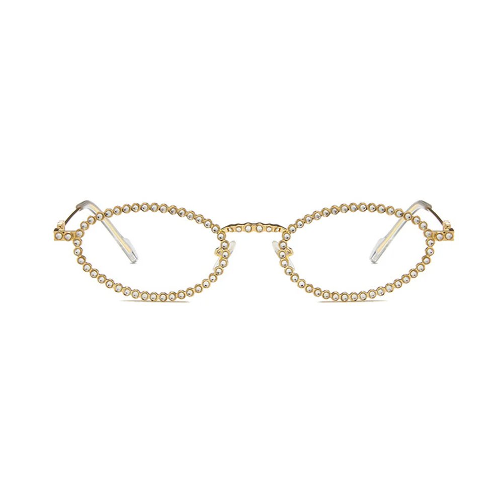 Full Rhinestone Oval Glasses Frames Y2K Fashion VK2228 - Image 7