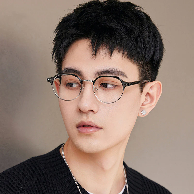 Round Browline Fashion Blue Light Blocking Glasses VK2231 - Image 4