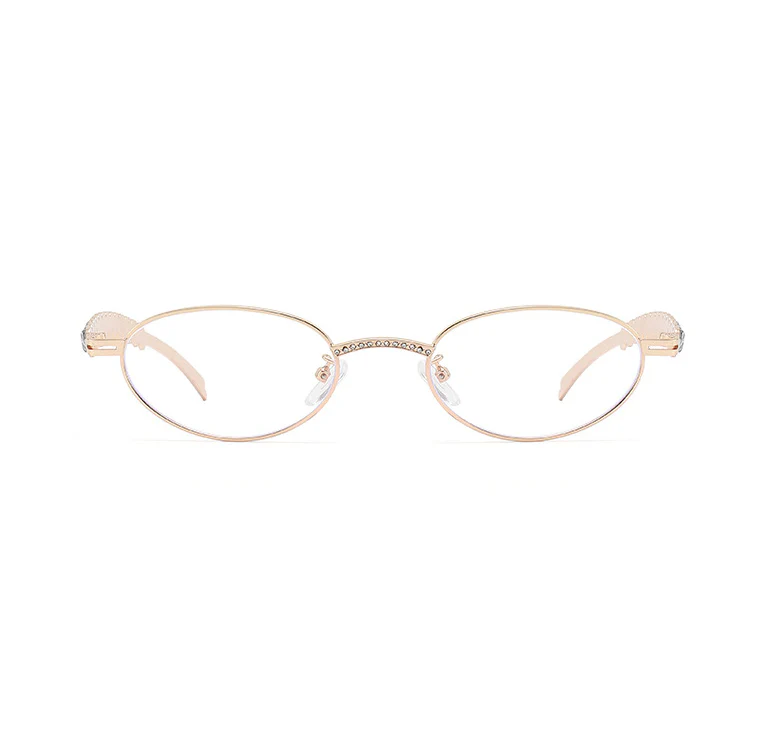 Trendy Oval Glasses with Rhinestone Detailing VK2256 - Image 3