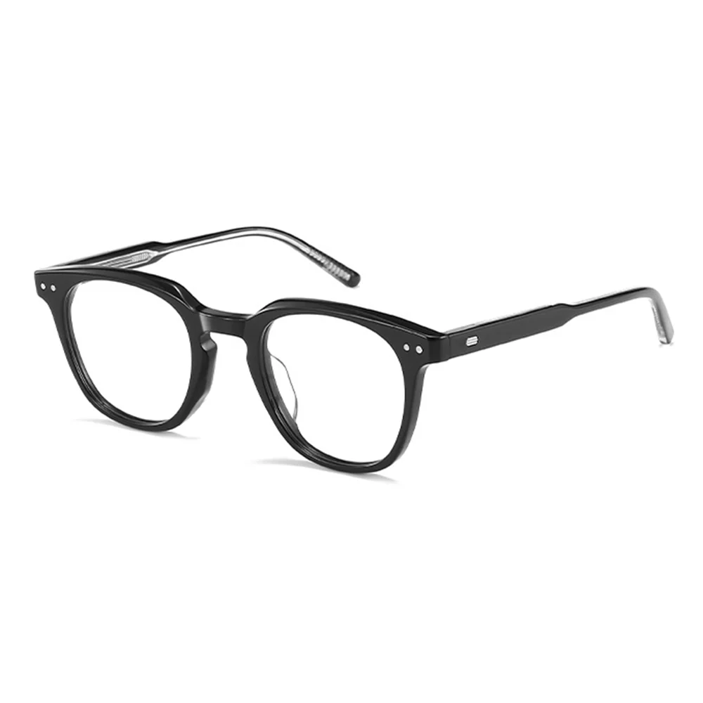 Sturdy Black Acetate Square Glasses VK2259 - Image 2