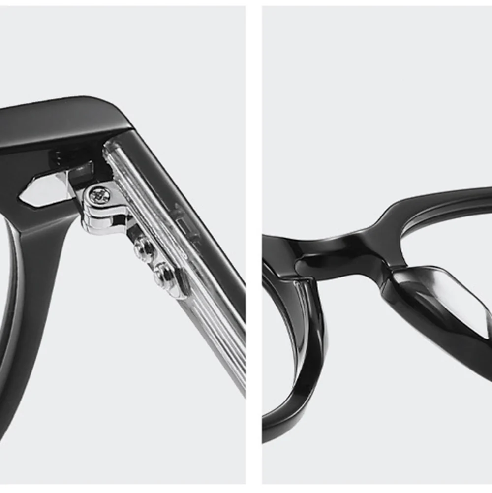 Sturdy Black Acetate Square Glasses VK2259 - Image 4