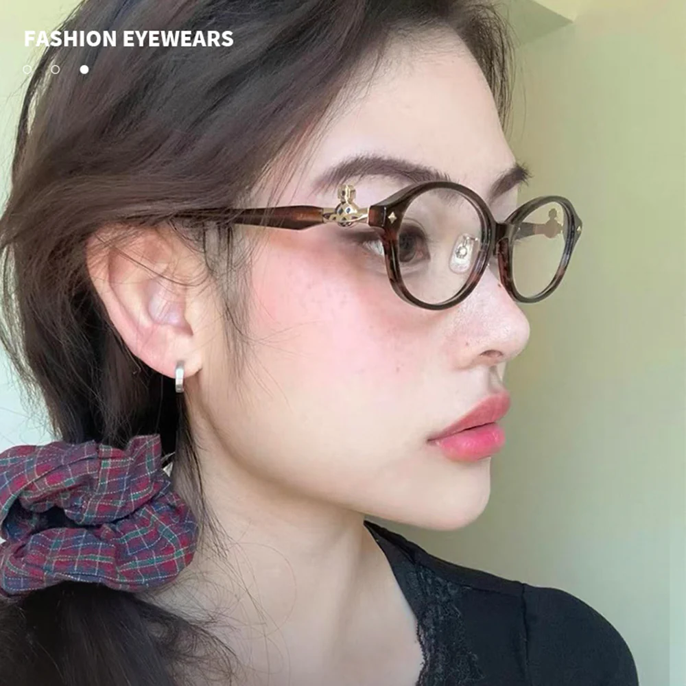 Oval Retro Glasses with Little Saturn Decor VK2265 - Image 5