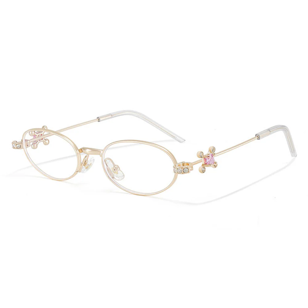 Oval Metal Rhinestone Glasses Y2K Style VK2270 - Image 2