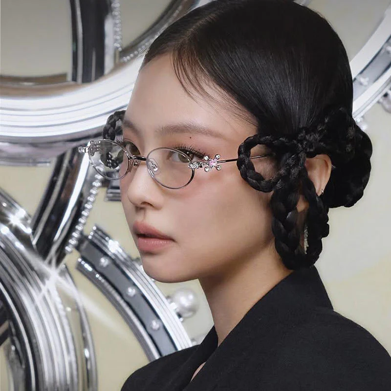 Oval Metal Rhinestone Glasses Y2K Style VK2270 - Image 4