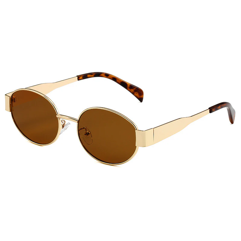 Oval Trendy Sunglasses with Chunky Metal Temples VK2273 - Image 2