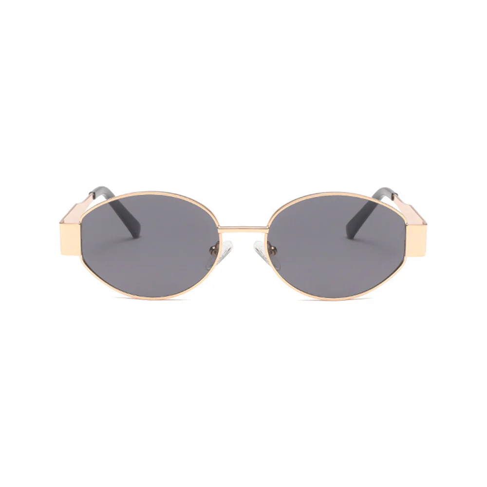 Oval Trendy Sunglasses with Chunky Metal Temples VK2273 - Image 7