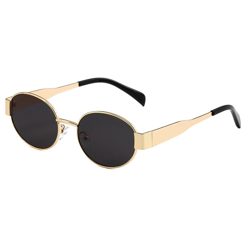 Oval Trendy Sunglasses with Chunky Metal Temples VK2273 - Image 8