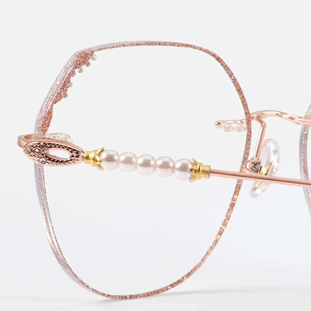 Lightweight Rimless Geometric Glasses Elegant Shining Titanium VK2282 - Image 5