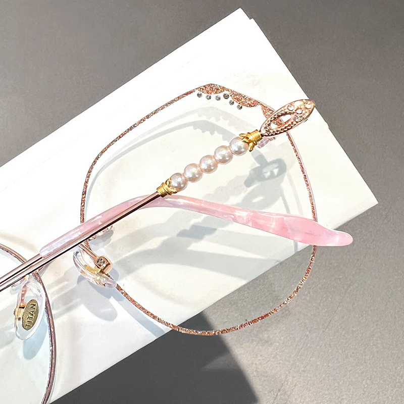 Lightweight Rimless Geometric Glasses Elegant Shining Titanium VK2282 - Image 6