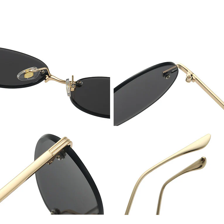 Oval Rimless Trendy Sunglasses VK2298 - Image 3