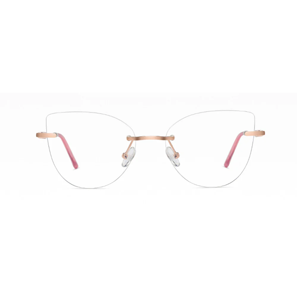 Rimless Cat-Eye Metal Glasses for Women VK2314 - Image 6