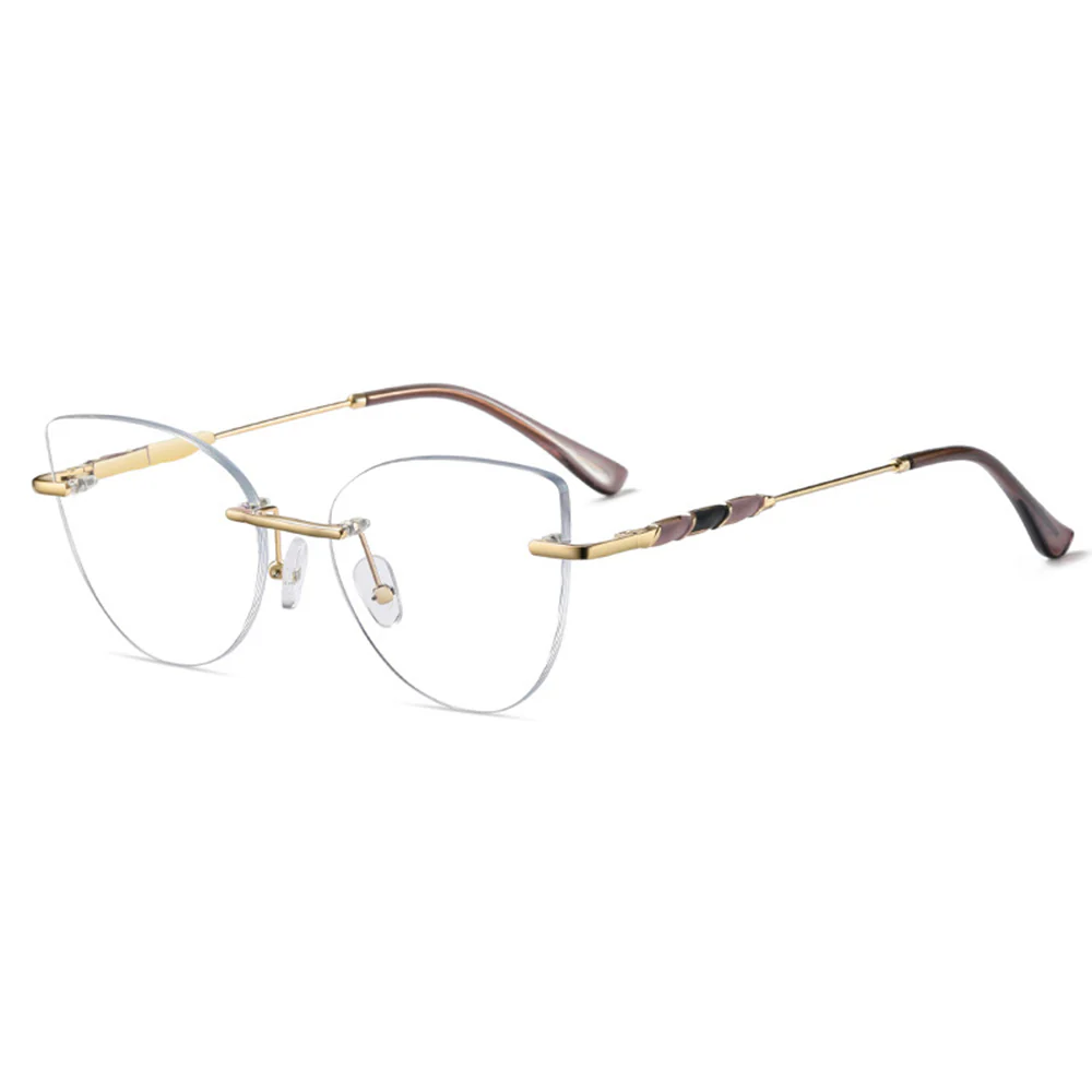 Rimless Cat-Eye Metal Glasses for Women VK2314 - Image 9