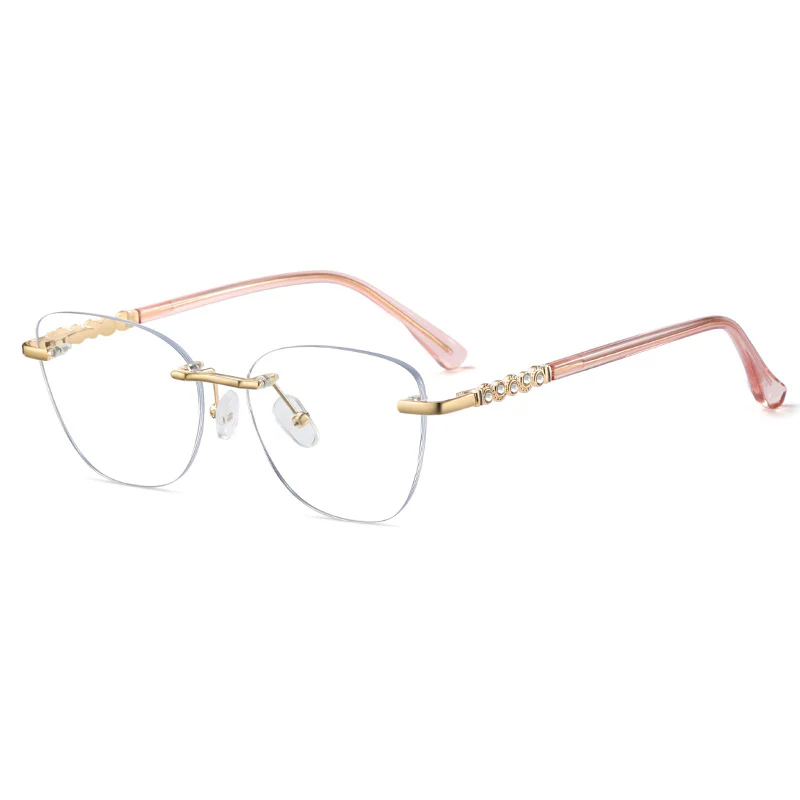 Rimless Cat-Eye Glasses for Women with Crystal Accents VK2328 - Image 10