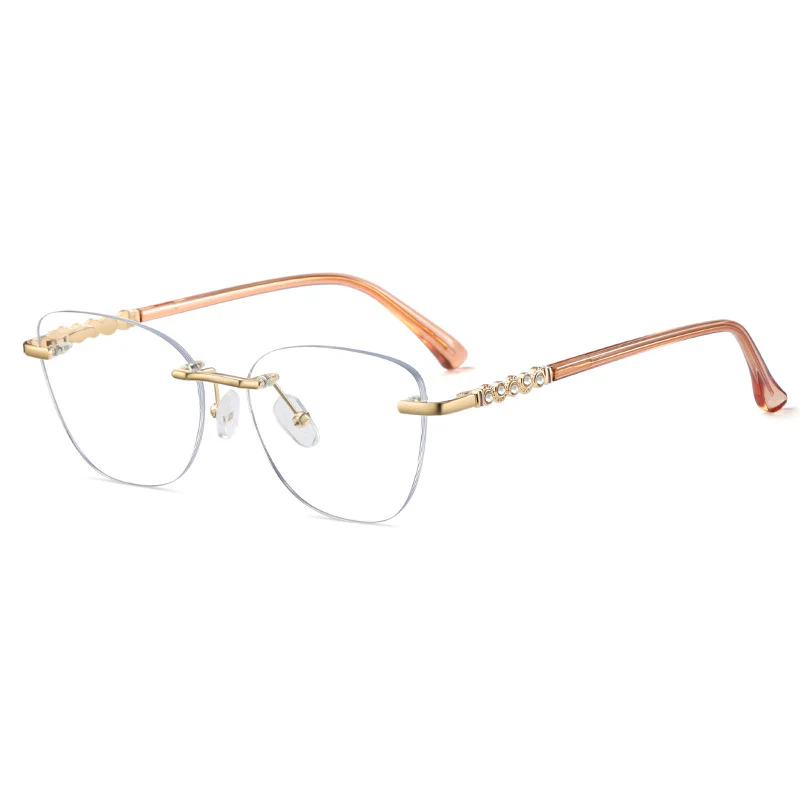 Rimless Cat-Eye Glasses for Women with Crystal Accents VK2328 - Image 12