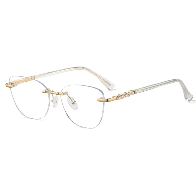 Rimless Cat-Eye Glasses for Women with Crystal Accents VK2328 - Image 13