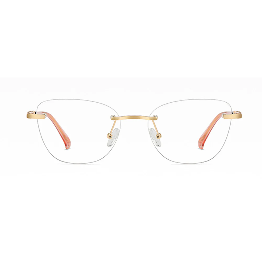 Rimless Cat-Eye Glasses for Women with Crystal Accents VK2328 - Image 2