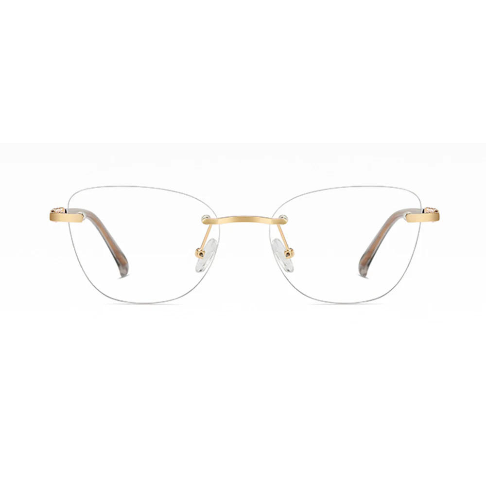 Rimless Cat-Eye Glasses for Women with Crystal Accents VK2328 - Image 3