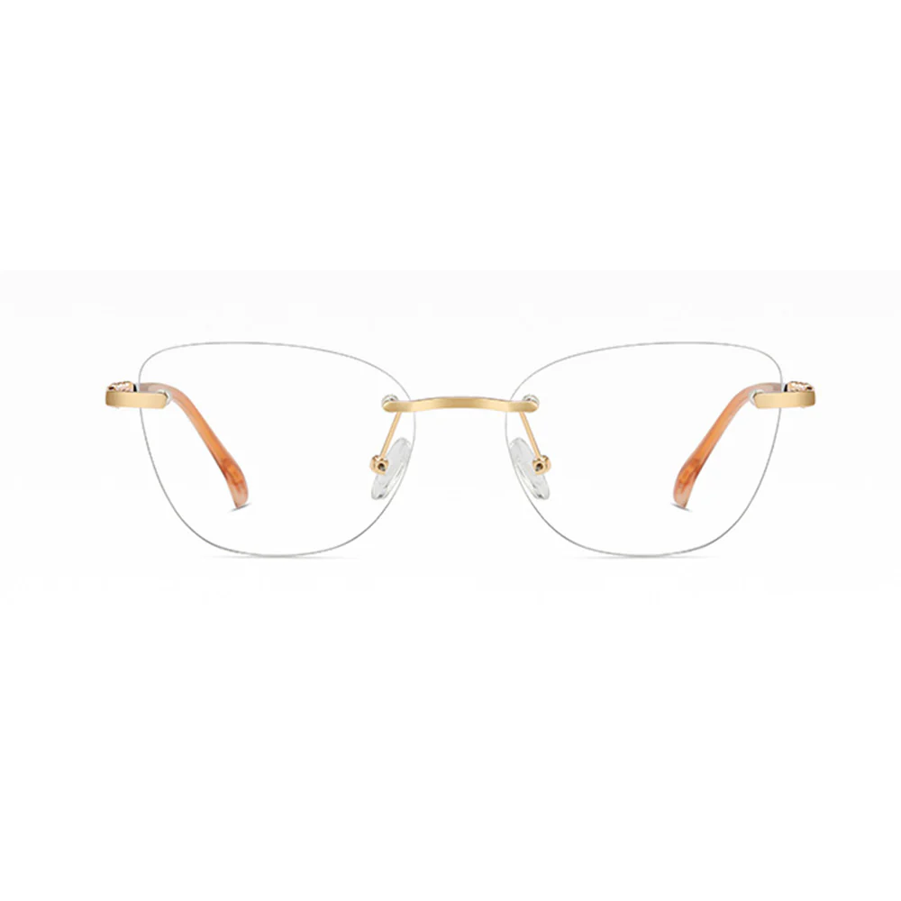 Rimless Cat-Eye Glasses for Women with Crystal Accents VK2328 - Image 4