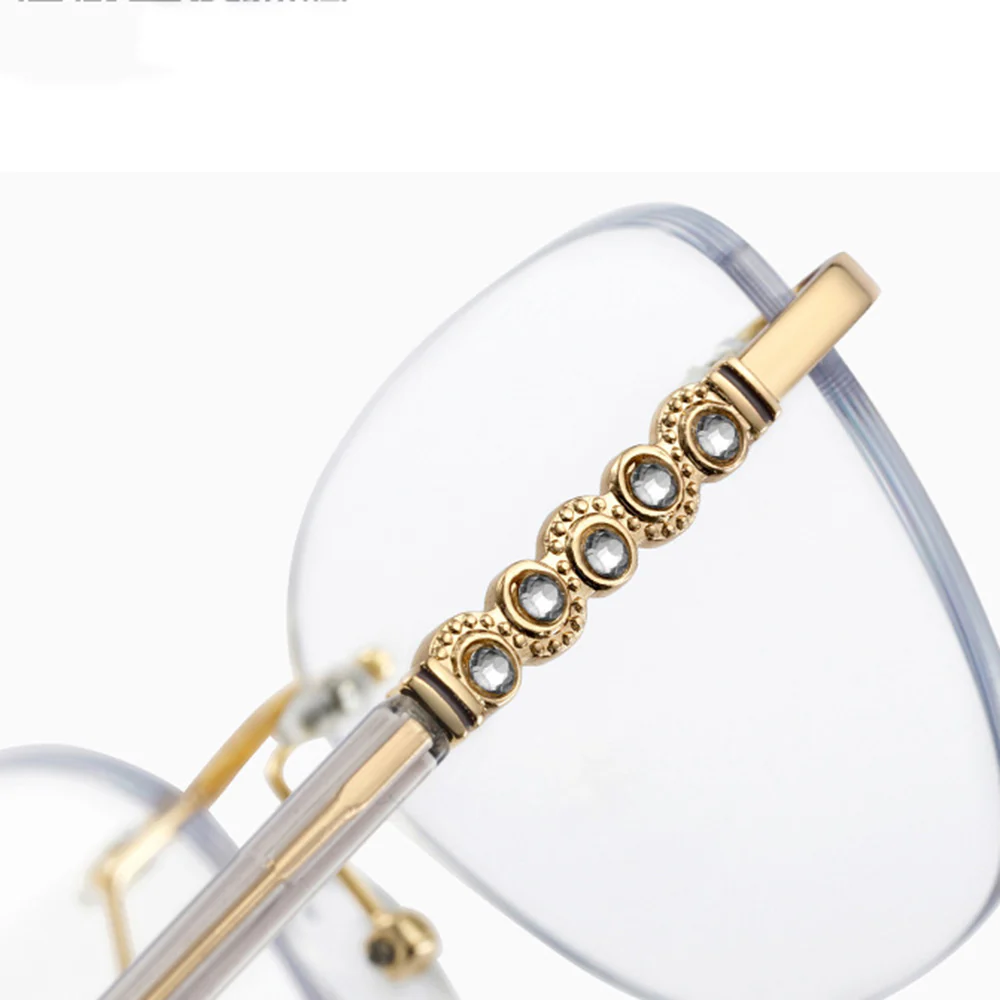 Rimless Cat-Eye Glasses for Women with Crystal Accents VK2328 - Image 9