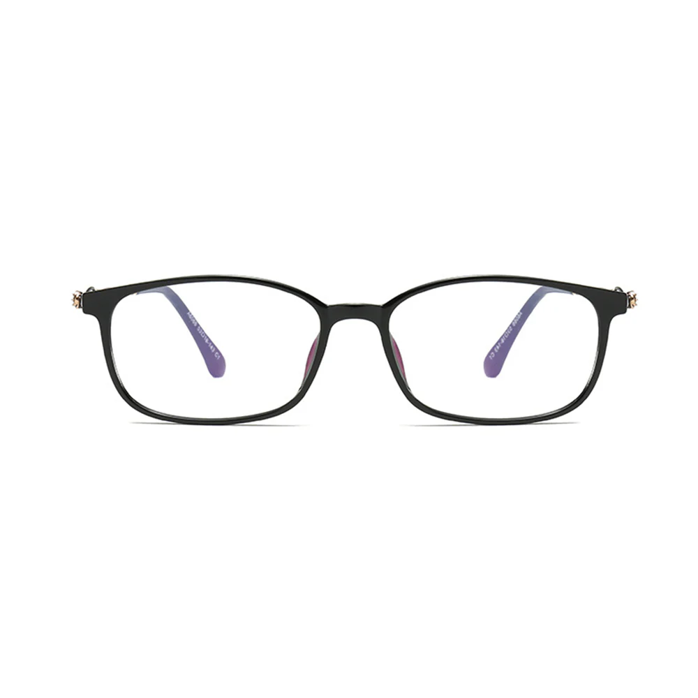 Chic Rectangular Glasses with Hollowed Metal Temples VK2333