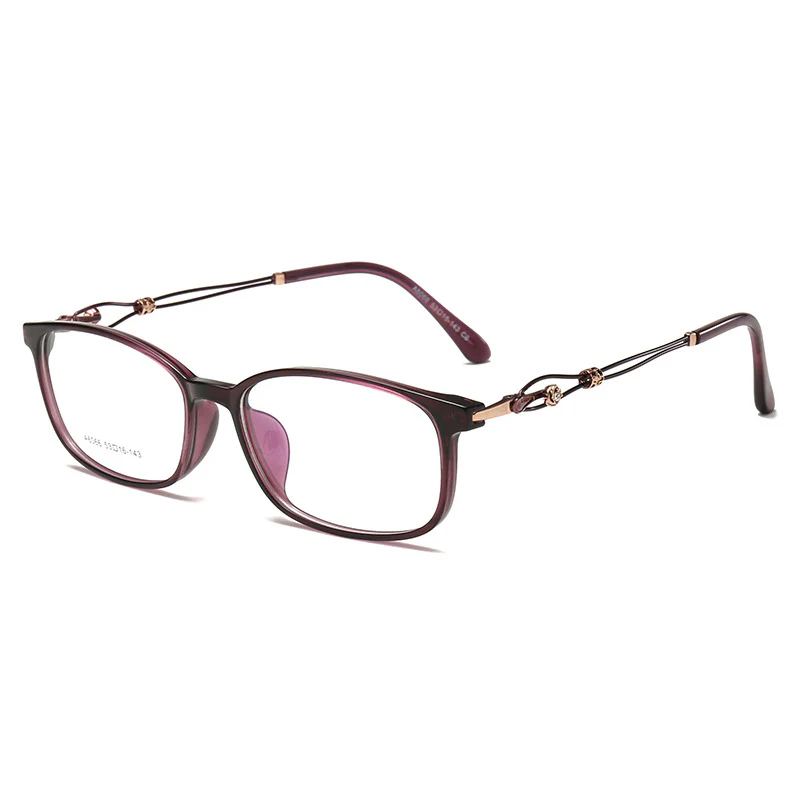 Chic Rectangular Glasses with Hollowed Metal Temples VK2333 - Image 6