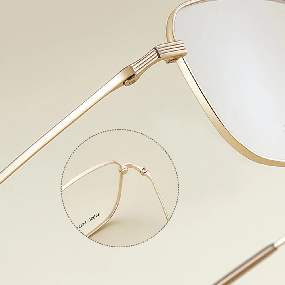 Unisex Rectangular Metal Business Glasses VK2334 - Image 3