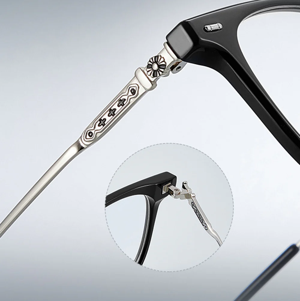 Vintage Style Square Glasses with Metal Accents VK2337 - Image 4