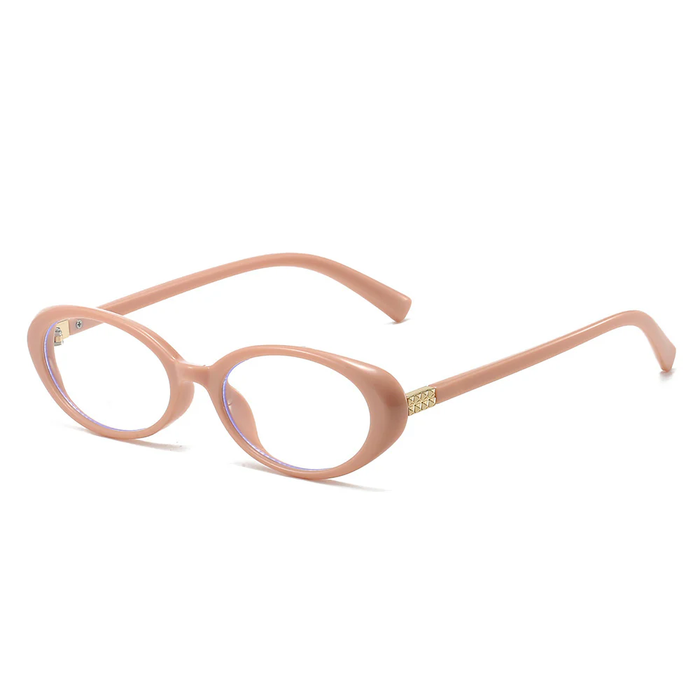 Oval Trendy Glasses with Gold Textured Temple Accent VK2342 - Image 13