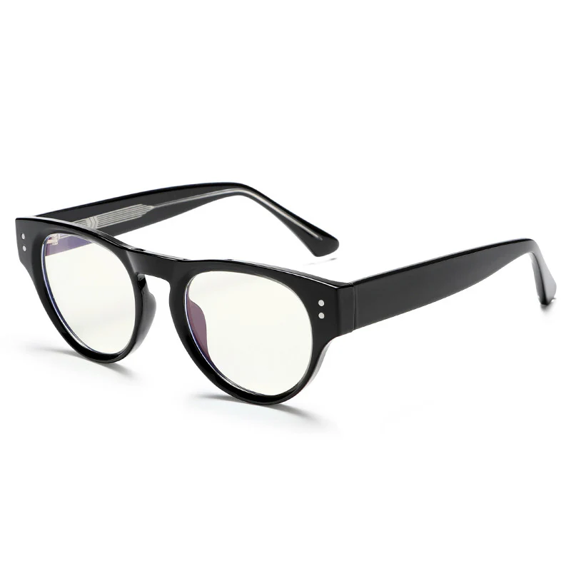 Artistic Round Blue Light Glasses with Thick Temples VK2344 - Image 2