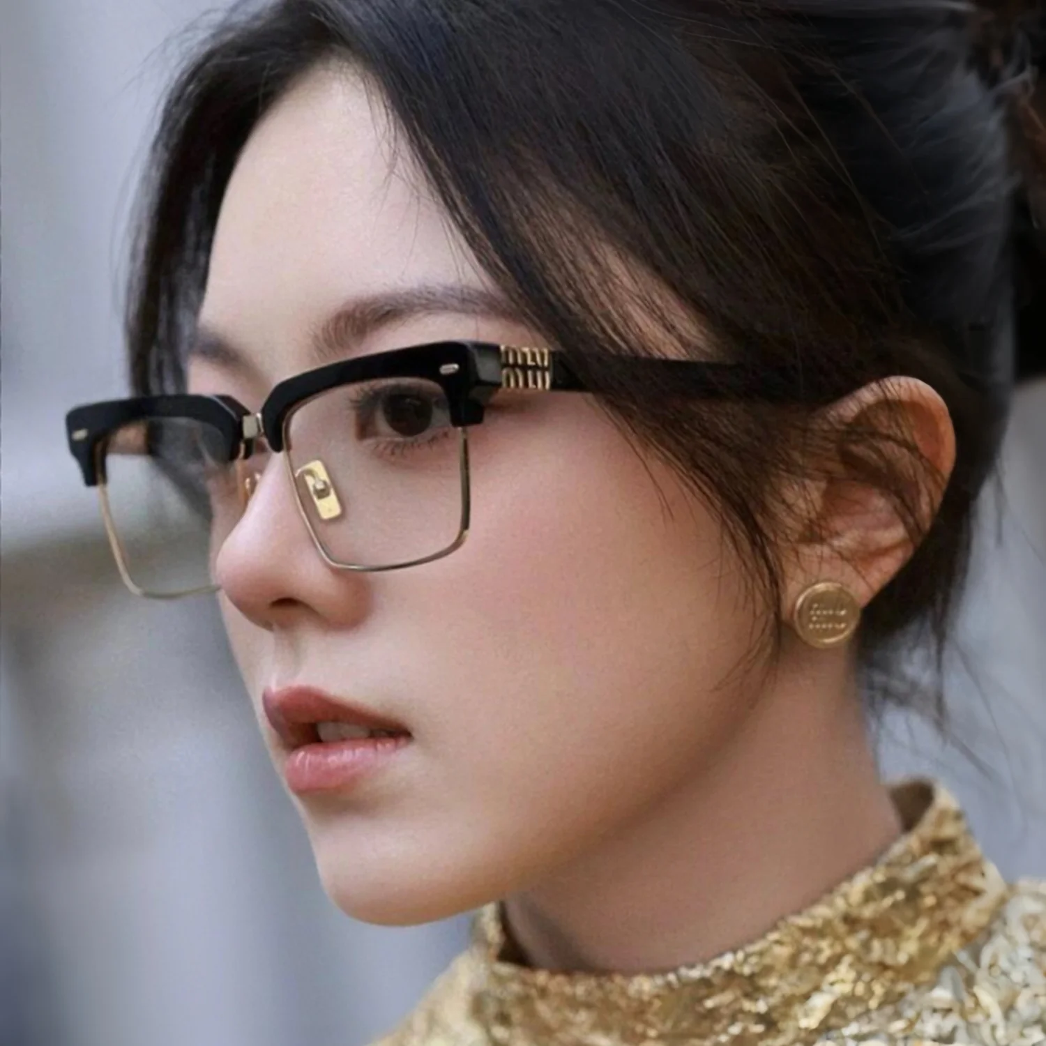 Browline Glasses with Gold Metal Rim VK2348 - Image 5