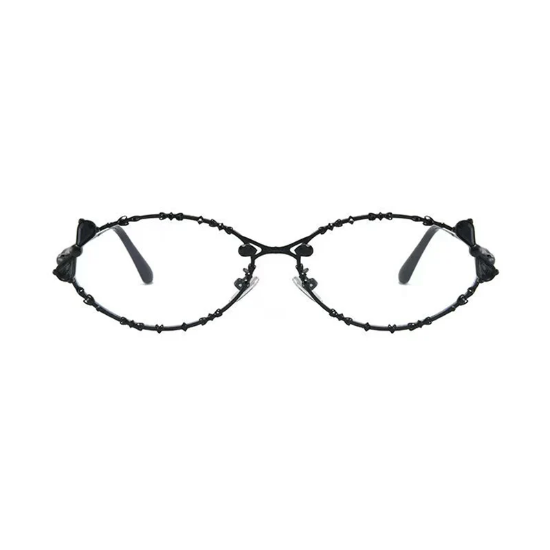 Oval Metal Eyeglasses with Crystal-Studded Frame VK2354 - Image 6
