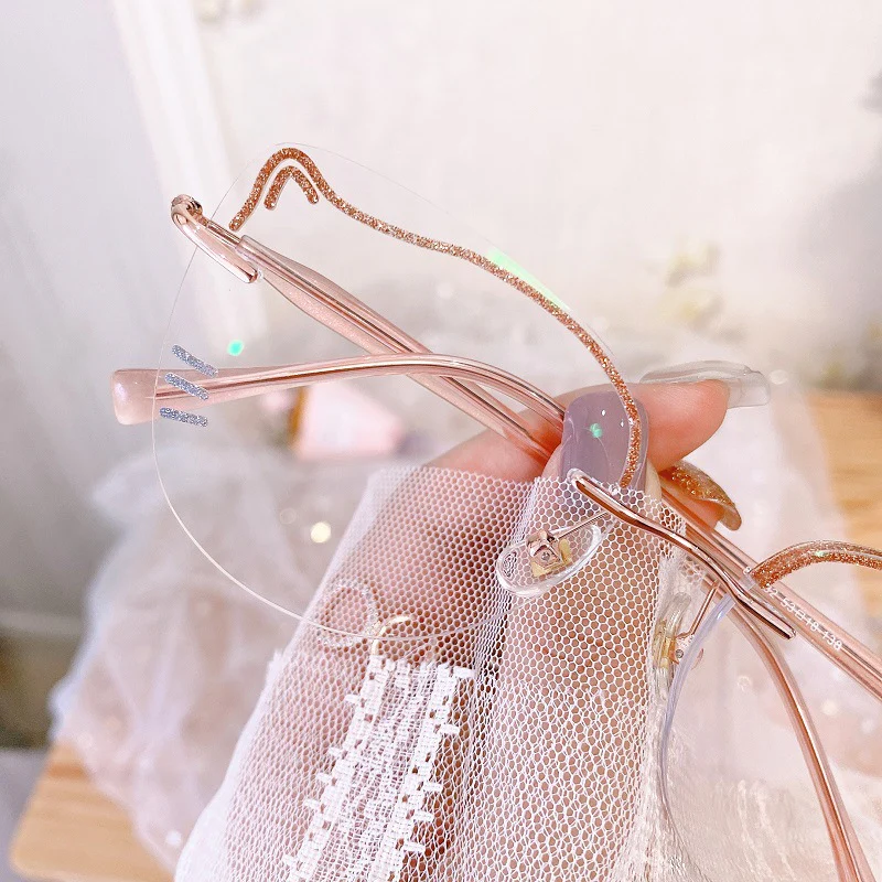 Lightweight Cute Cat-Eye Rimless Glasses for Women VK2361 - Image 3