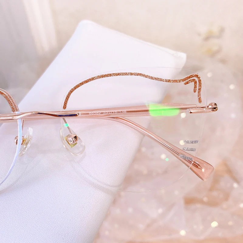 Lightweight Cute Cat-Eye Rimless Glasses for Women VK2361 - Image 4