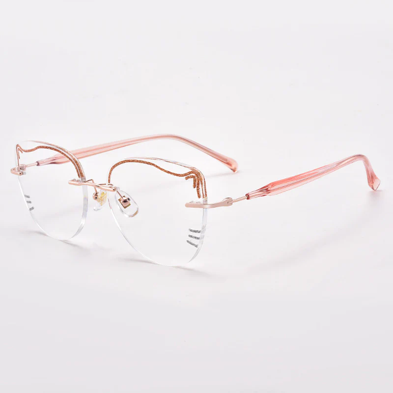 Lightweight Cute Cat-Eye Rimless Glasses for Women VK2361 - Image 5