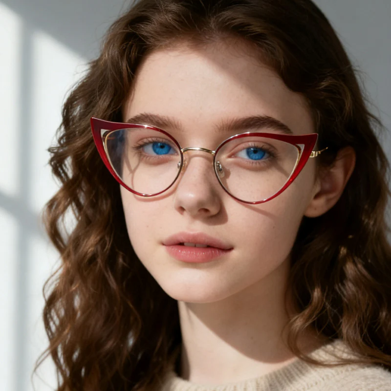 Cat-Eye Glasses Metal Fashion Eyewear for Women VK2362 - Image 3