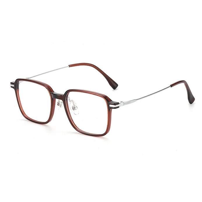 TR Square Eyeglasses with Slim Metal Temples VK2382 - Image 6